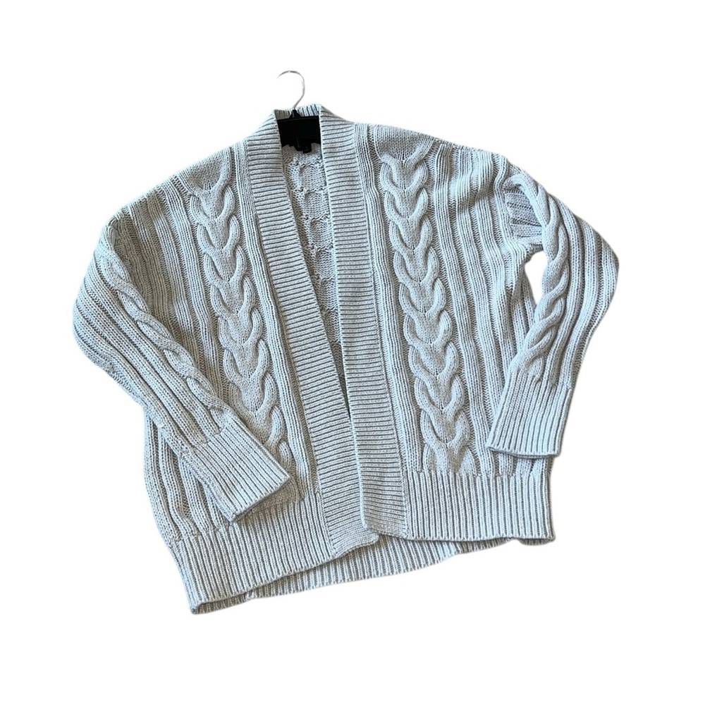 Banana Republic Gray Cable Knit Cardigan Open Front Size Small - Picture 5 of 9